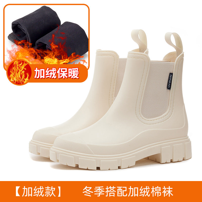 24201 Cross-Border Fashion Chelsea Rain Boots Women's Thick-Soled Waterproof Shoes