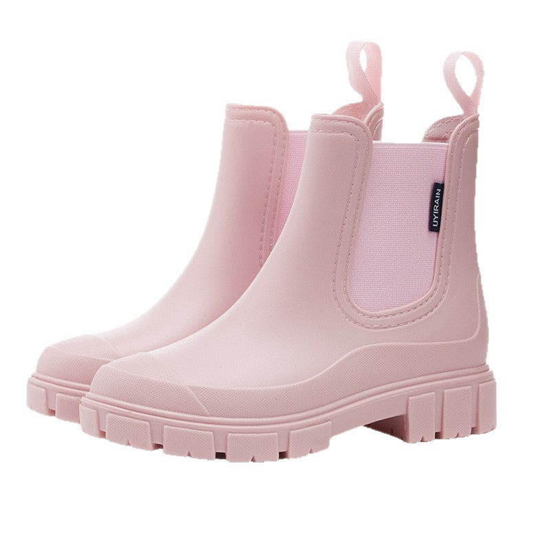 24201 Cross-Border Fashion Chelsea Rain Boots Women's Thick-Soled Waterproof Shoes