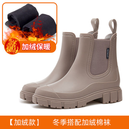 24201 Cross-Border Fashion Chelsea Rain Boots Women's Thick-Soled Waterproof Shoes