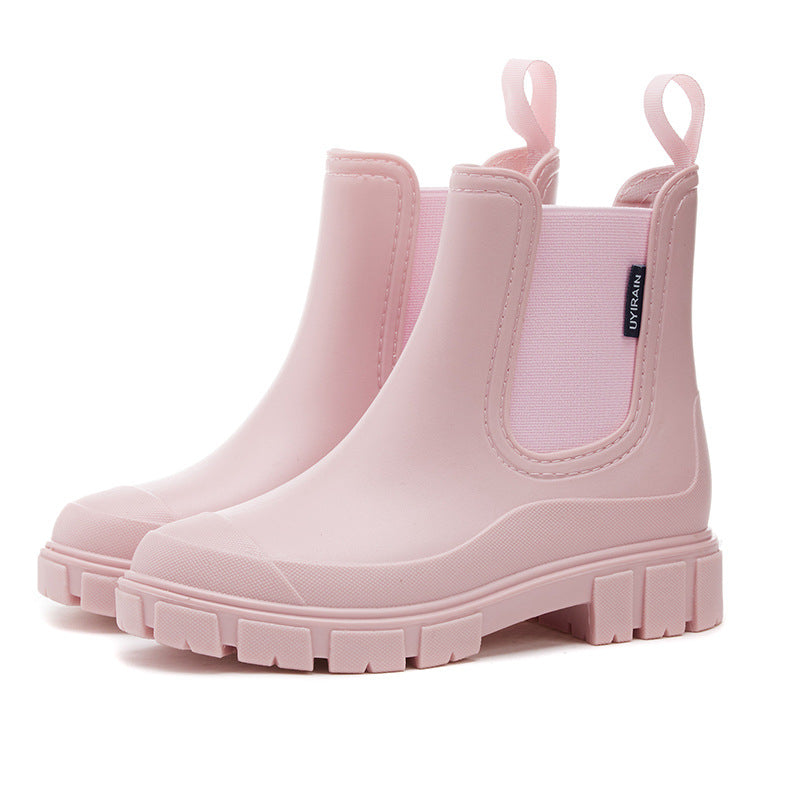 24201 Cross-Border Fashion Chelsea Rain Boots Women's Thick-Soled Waterproof Shoes