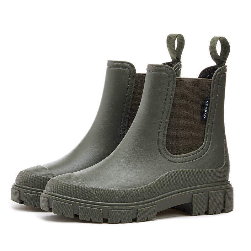 24201 Cross-Border Fashion Chelsea Rain Boots Women's Thick-Soled Waterproof Shoes