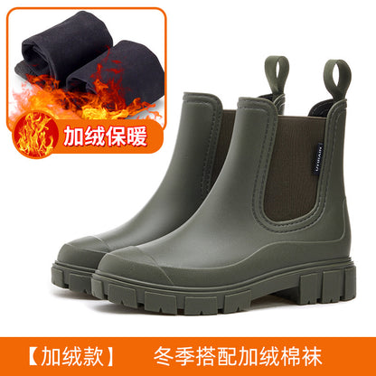 24201 Cross-Border Fashion Chelsea Rain Boots Women's Thick-Soled Waterproof Shoes