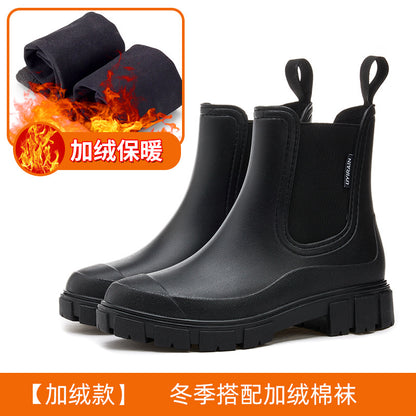 24201 Cross-Border Fashion Chelsea Rain Boots Women's Thick-Soled Waterproof Shoes