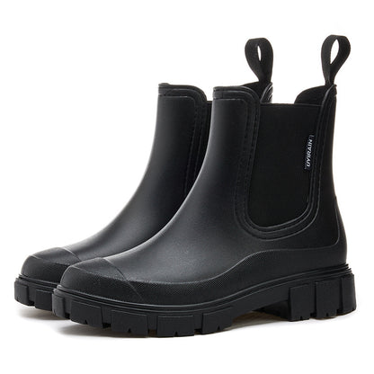 24201 Cross-Border Fashion Chelsea Rain Boots Women's Thick-Soled Waterproof Shoes