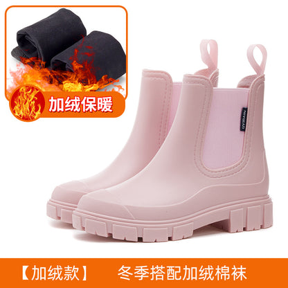 24201 Cross-Border Fashion Chelsea Rain Boots Women's Thick-Soled Waterproof Shoes